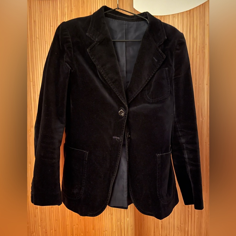 Vintage Elegant Black Velvet Women's Blazer